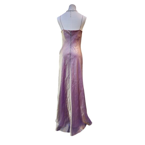 Vtg 90s Delaru Sheila Yen Opalescent Long Maxi Formal V-Neck Strappy Shawl Dress - Picture 7 of 8